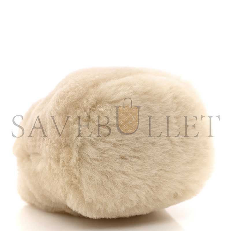 Pra*a ecru sheepskin mini pouch 1nr016 (9.5*9*6cm)